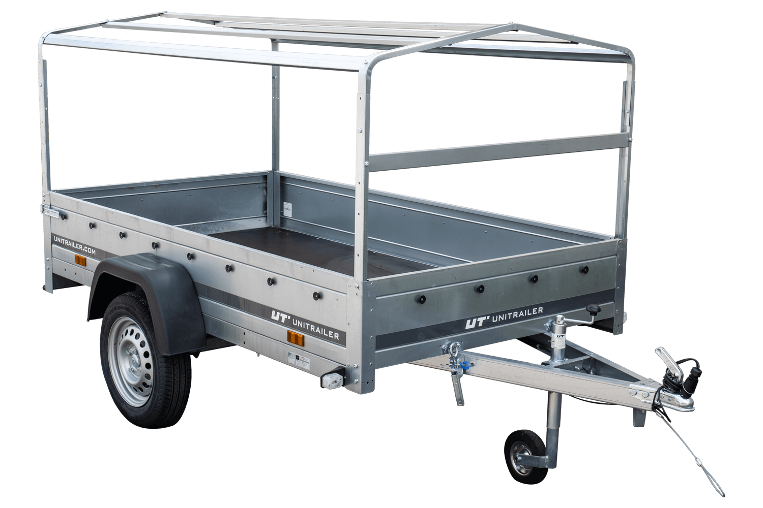 Remorque routière Garden Trailer 230 KIPP avec bâche haute, arceau H-800 et roue jockey 230x125 – Image 8