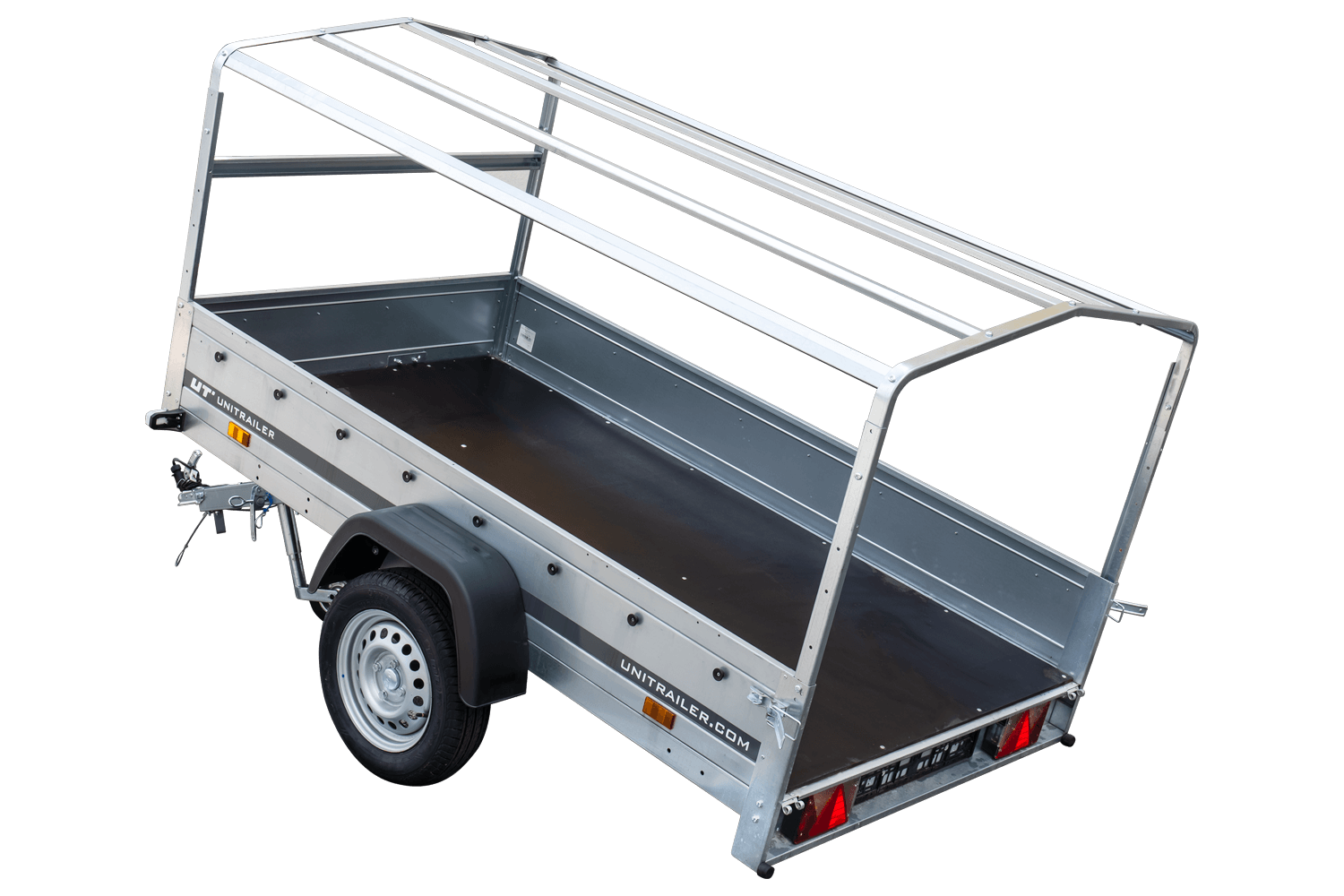 Remorque routière Garden Trailer 230 KIPP avec bâche haute, arceau H-800 et roue jockey 230x125 – Image 9