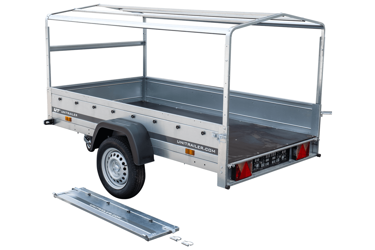 Remorque routière Garden Trailer 230 KIPP avec bâche haute, arceau H-800 et roue jockey 230x125 – Image 10