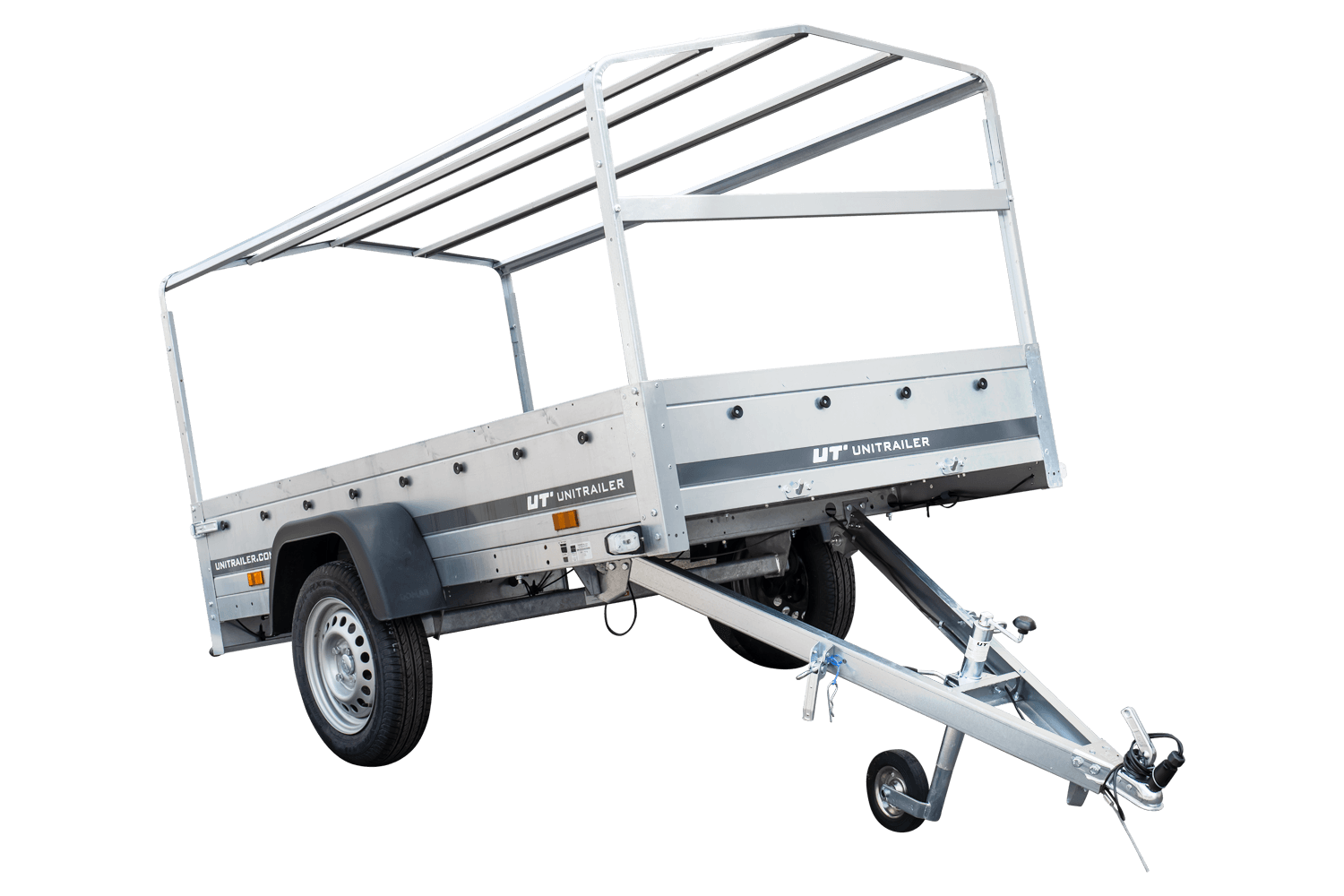 Remorque routière Garden Trailer 230 KIPP avec bâche haute, arceau H-800 et roue jockey 230x125 – Image 11