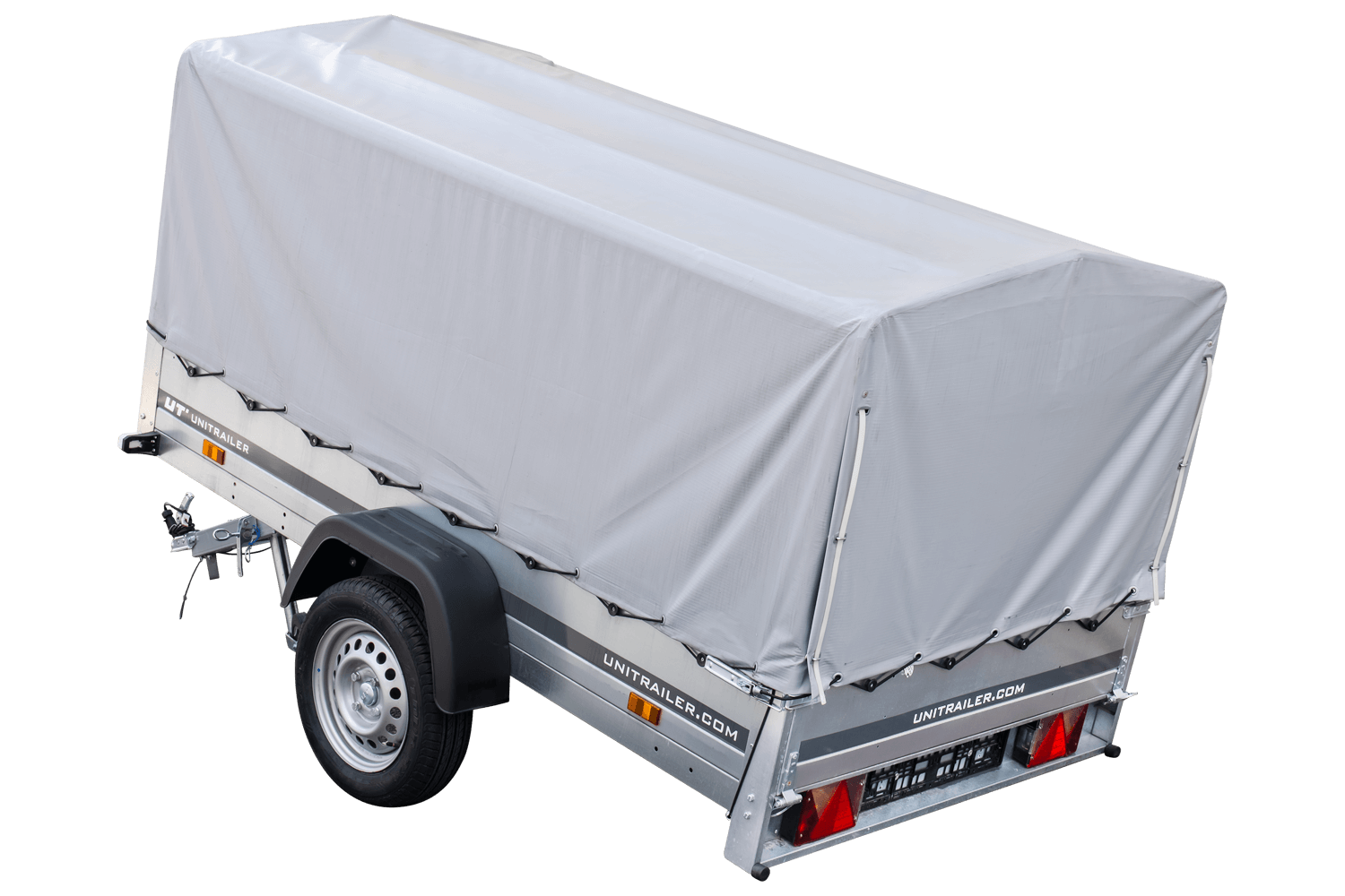Remorque routière Garden Trailer 230 KIPP avec bâche haute, arceau H-800 et roue jockey 230x125 – Image 3