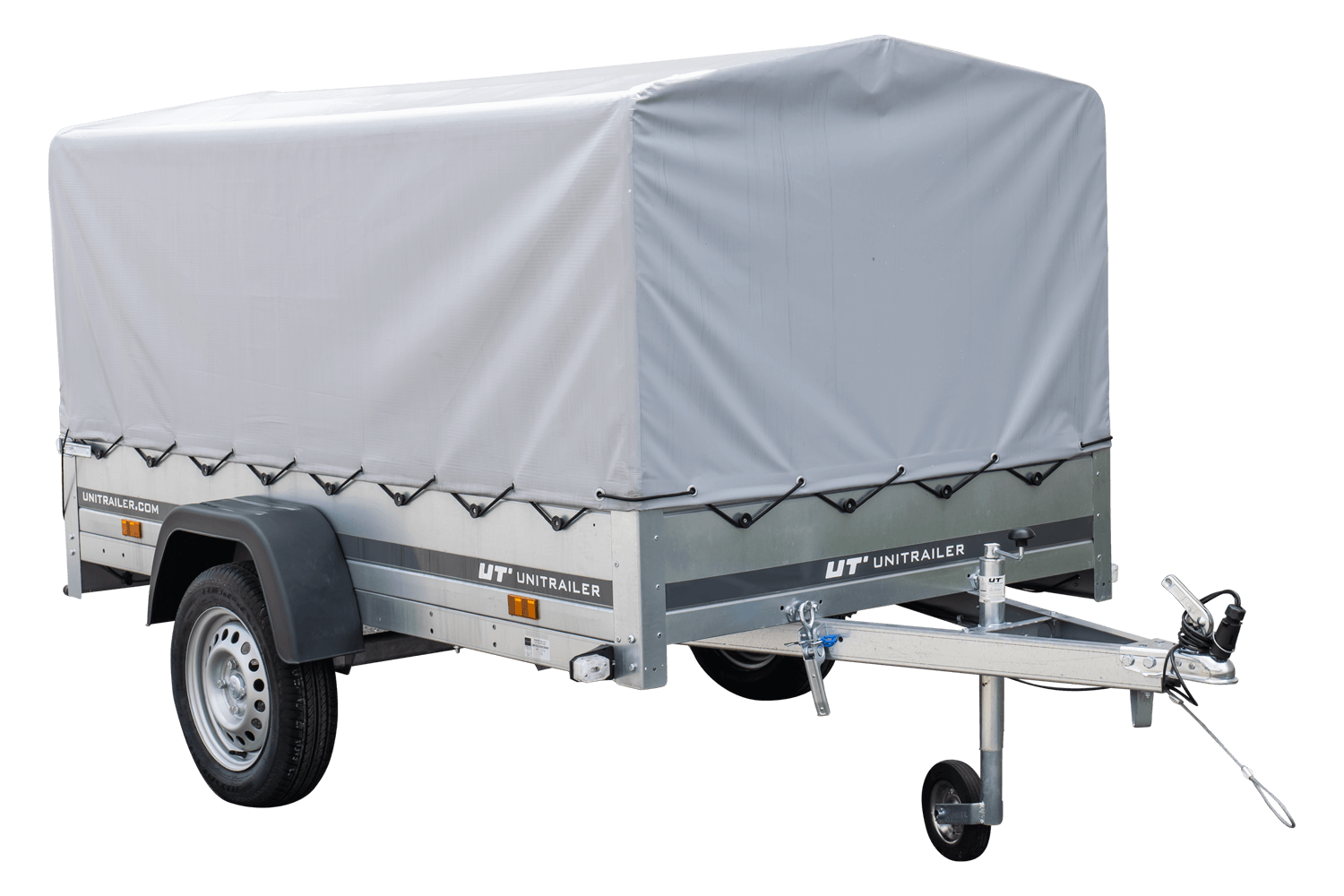 Remorque routière Garden Trailer 230 KIPP avec bâche haute, arceau H-800 et roue jockey 230x125 – Image 5